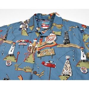Vtg Joe Kealoha's Miniature Golf Aloha‎ Camp Reyn Spooner Hawaiian Shirt Large
